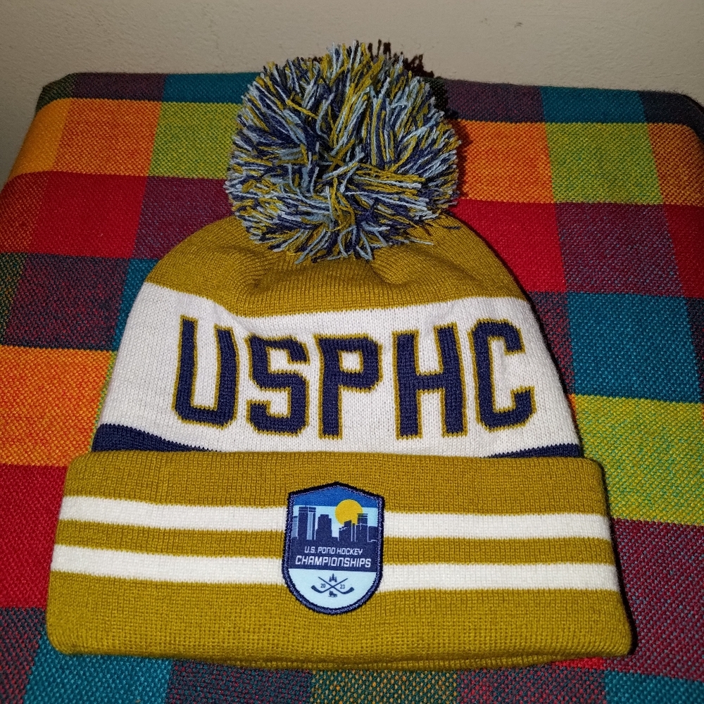US Pono Hockey Championship Cuffed Knit Beanie w/Pom Pom